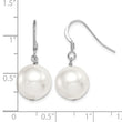 Sterling Silver Rhodium-plated 12-13mm White Round Shell Bead Dangle Earrings - Birthstone Company