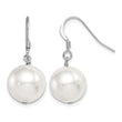 Sterling Silver Rhodium-plated 12-13mm White Round Shell Bead Dangle Earrings - Birthstone Company