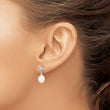 Sterling Silver Rhodium-plated 7-8mm White Rice Freshwater Cultured Pearl and CZ Post Dangle Earrings 19 in - Birthstone Company