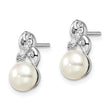 Sterling Silver Rhodium-plated 6-7mm White FWC Pearl CZ Post Earrings
