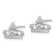 Sterling Silver Rhodium-plated CZ Crown Post Earrings - Birthstone Company
