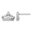 Sterling Silver Rhodium-plated CZ Crown Post Earrings - Birthstone Company