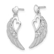 Sterling Silver Rhodium-plated Polished & Textured CZ Open Heart Wings Post Dangle Earrings - Birthstone Company