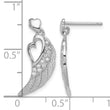 Sterling Silver Rhodium-plated Polished & Textured CZ Open Heart Wings Post Dangle Earrings - Birthstone Company