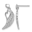 Sterling Silver Rhodium-plated Polished & Textured CZ Open Heart Wings Post Dangle Earrings - Birthstone Company