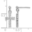Sterling Silver Rhodium-plated Polished CZ Cross Post Dangle Earrings - Birthstone Company