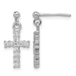 Sterling Silver Rhodium-plated Polished CZ Cross Post Dangle Earrings - Birthstone Company