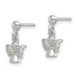 Sterling Silver Rhodium-plated Polished and Satin Angel Post Earrings - Birthstone Company