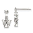 Sterling Silver Rhodium-plated Polished and Satin Angel Post Earrings