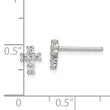 Sterling Silver Rhodium-plated Polished CZ Cross Post Earrings