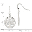 Sterling Silver Polished Round Tree Shepherd Hook Earrings