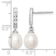 Sterling Silver Rhodium-plated 8-9mm White FWC Pearl CZ Post Earrings - Birthstone Company