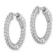 Sterling Shimmer Sterling Silver Rhodium-plated 38 Stone 1.75mm CZ In and Out Round Hinged Hoop Earrings - Birthstone Company
