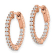Sterling Shimmer Sterling Silver Rose-tone Rose Gold-plated 38 Stone 1.75mm CZ In and Out Round Hinged Hoop Earrings - Birthstone Company