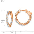 Sterling Shimmer Sterling Silver Rose-tone Rose Gold-plated 38 Stone 1.75mm CZ In and Out Round Hinged Hoop Earrings