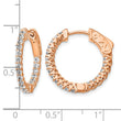 Sterling Shimmer Sterling Silver Rose-tone Rose Gold-plated 38 Stone 1.75mm CZ In and Out Round Hinged Hoop Earrings - Birthstone Company