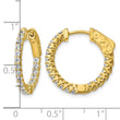 Sterling Shimmer Sterling Silver Gold-tone Flash Gold-plated 38 Stone 1.75mm CZ In and Out Round Hinged Hoop Earrings - Birthstone Company