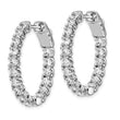 Sterling Shimmer Sterling Silver Rhodium-plated 32 Stone 3.0mm CZ In and Out Oval Hinged Hoop Earrings - Birthstone Company