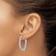 Sterling Shimmer Sterling Silver Rhodium-plated 32 Stone 3.0mm CZ In and Out Oval Hinged Hoop Earrings - Birthstone Company