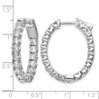 Sterling Shimmer Sterling Silver Rhodium-plated 32 Stone 3.0mm CZ In and Out Oval Hinged Hoop Earrings - Birthstone Company