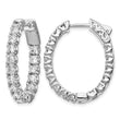 Sterling Shimmer Sterling Silver Rhodium-plated 32 Stone 3.0mm CZ In and Out Oval Hinged Hoop Earrings - Birthstone Company