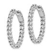 Sterling Shimmer Sterling Silver Rhodium-plated 38 Stone 2.5mm CZ In and Out Oval Hinged Hoop Earrings - Birthstone Company