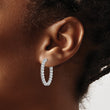Sterling Shimmer Sterling Silver Rhodium-plated 38 Stone 2.5mm CZ In and Out Oval Hinged Hoop Earrings - Birthstone Company