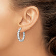 Sterling Shimmer Sterling Silver Rhodium-plated 32 Stone 4.25mm CZ In and Out Round Hinged Hoop Earrings - Birthstone Company