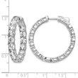 Sterling Shimmer Sterling Silver Rhodium-plated 32 Stone 4.25mm CZ In and Out Round Hinged Hoop Earrings - Birthstone Company
