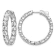 Sterling Shimmer Sterling Silver Rhodium-plated 32 Stone 4.25mm CZ In and Out Round Hinged Hoop Earrings - Birthstone Company