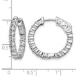 Sterling Shimmer Sterling Silver Rhodium-plated 30 Stone 2.5mm CZ In and Out Round Hinged Hoop Earrings - Birthstone Company