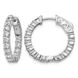 Sterling Shimmer Sterling Silver Rhodium-plated 30 Stone 2.5mm CZ In and Out Round Hinged Hoop Earrings - Birthstone Company