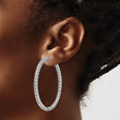 Sterling Shimmer Sterling Silver Rhodium-plated 86 Stone 2.5mm CZ In and Out Round Hinged Hoop Earrings - Birthstone Company