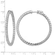 Sterling Shimmer Sterling Silver Rhodium-plated 86 Stone 2.5mm CZ In and Out Round Hinged Hoop Earrings - Birthstone Company