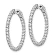 Sterling Shimmer Sterling Silver Rhodium-plated 58 Stone 2.5mm CZ In and Out Round Hinged Hoop Earrings - Birthstone Company