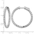 Sterling Shimmer Sterling Silver Rhodium-plated 58 Stone 2.5mm CZ In and Out Round Hinged Hoop Earrings - Birthstone Company