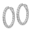 Sterling Shimmer Sterling Silver Rhodium-plated 40 Stone 3.0mm CZ In and Out Round Hinged Hoop Earrings - Birthstone Company