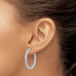Sterling Shimmer Sterling Silver Rhodium-plated 40 Stone 3.0mm CZ In and Out Round Hinged Hoop Earrings - Birthstone Company