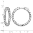 Sterling Shimmer Sterling Silver Rhodium-plated 40 Stone 3.0mm CZ In and Out Round Hinged Hoop Earrings - Birthstone Company