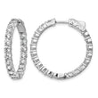 Sterling Shimmer Sterling Silver Rhodium-plated 40 Stone 3.0mm CZ In and Out Round Hinged Hoop Earrings - Birthstone Company