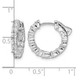 Sterling Shimmer Sterling Silver Rhodium-plated 20 Stone 2.3mm CZ In and Out Round Hinged Hoop Earrings - Birthstone Company