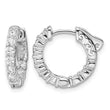 Sterling Shimmer Sterling Silver Rhodium-plated 20 Stone 2.3mm CZ In and Out Round Hinged Hoop Earrings - Birthstone Company