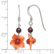 Sterling Silver Polished Garnet & Carnelian Flower Dangle Earrings - Birthstone Company