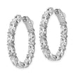 Sterling Shimmer Sterling Silver Rhodium-plated 54 Stone CZ Fancy In and Out Oval Hinged Hoop Earrings - Birthstone Company
