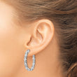 Sterling Shimmer Sterling Silver Rhodium-plated 54 Stone CZ Fancy In and Out Oval Hinged Hoop Earrings - Birthstone Company