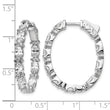 Sterling Shimmer Sterling Silver Rhodium-plated 54 Stone CZ Fancy In and Out Oval Hinged Hoop Earrings - Birthstone Company