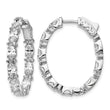 Sterling Shimmer Sterling Silver Rhodium-plated 54 Stone CZ Fancy In and Out Oval Hinged Hoop Earrings - Birthstone Company