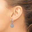 Sterling Shimmer Sterling Silver Rhodium-plated 126 Stone CZ Teardrop Dangle Hinged Hoop Earrings