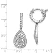Sterling Shimmer Sterling Silver Rhodium-plated 126 Stone CZ Teardrop Dangle Hinged Hoop Earrings