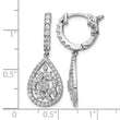 Sterling Shimmer Sterling Silver Rhodium-plated 126 Stone CZ Teardrop Dangle Hinged Hoop Earrings - Birthstone Company